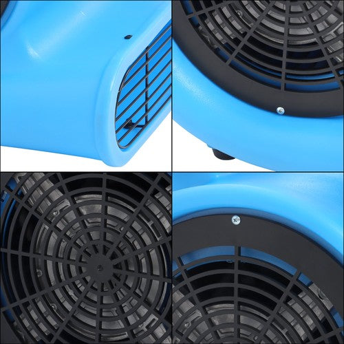 DURAFORCE Powerful 1HP 4000CFM 15ft Three-Speed Adjustable Carpet Dryer - Blue Fan