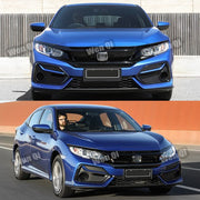 DURAFORCE Fit 2019-21 Honda Civic Sedan Matte Mesh Front Bumper Glossy Black Grille Grill