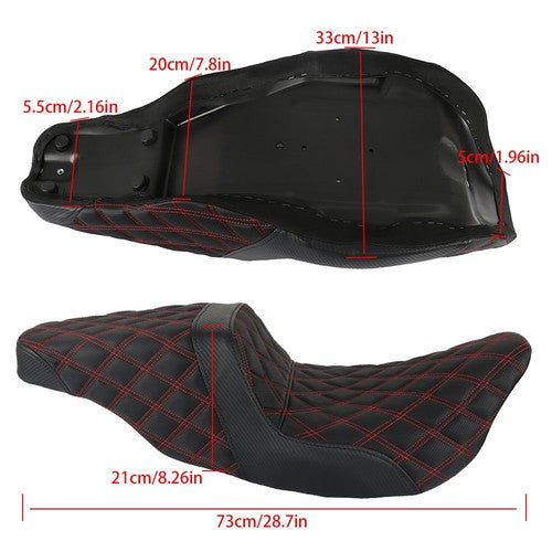 DURAFORCE Red Lattice Stitch Carbon Fiber Gripper Step 2 Up Seat For Touring 2008-2020