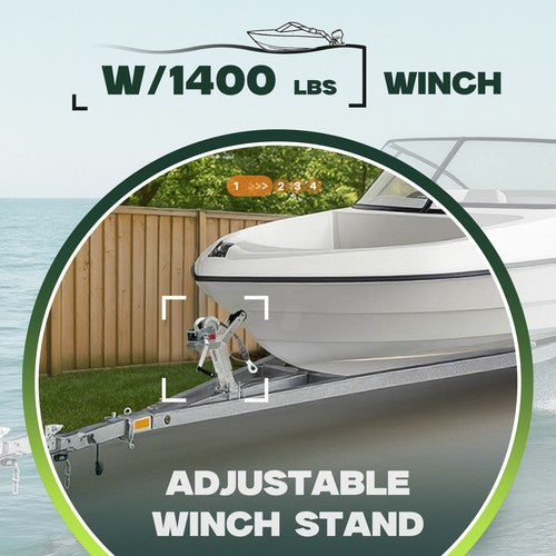 DURAFORCE For Boat Trailer parts Galvanized Winch Stand W/1400lbs Winch Roller and Strap