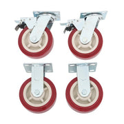 DURAFORCE Four 6" red industrial casters 2 with brakes 2 without brakes