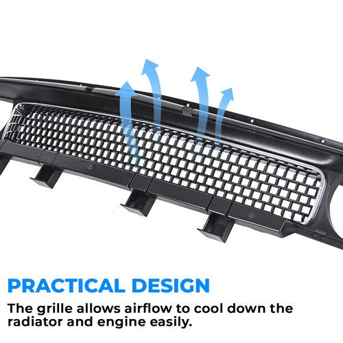 Front Bumper Grille Black Chrome Trim Molding for 2008-2014 Dodge Challenger