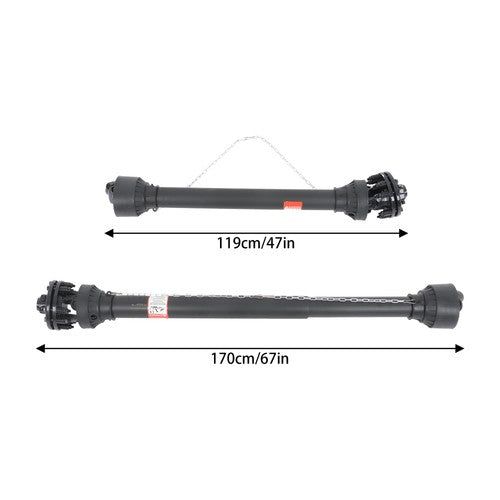 DURAFORCE 47-67" T6 PTO Shaft PTO Drive Shaft 1-3/8" x 6 Spline End w/Slip Clutch New