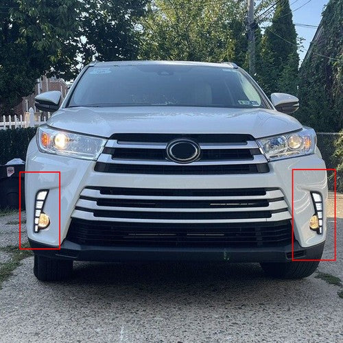 DURAFORCE For Toyota Highlander 17-19 LED DRL Daytime Running Fog Lights Lamp Harness Kit