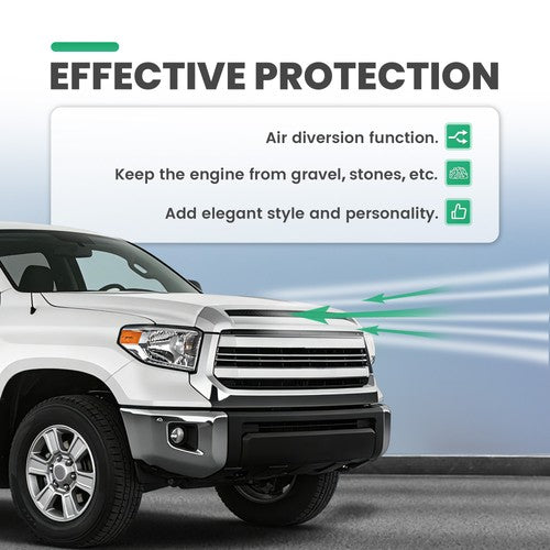 DURAFORCE For Toyota Tundra 14-21 Front Molding Upper Grille Hood Bulge Scoop Chrome ABS