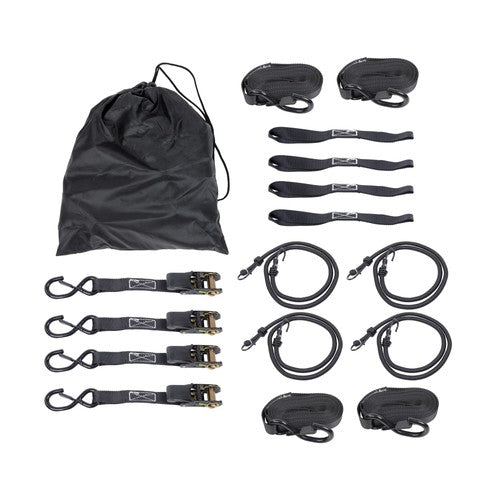 DURAFORCE 4 Pack Steel Ratchet Strap Black Fracture Strength 2200lbs 1in*15ft S Hooks