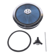 DURAFORCE 14" x 3" Air Cleaner Set Super Flow Washable Blue for Carburetor w/ 5 1/8" Neck