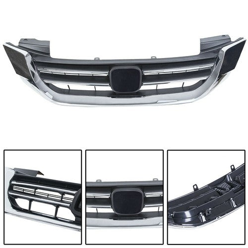 DURAFORCE Headlights W/LED DRL Halogen& Bumper Grille For 13-15 Honda Accord Chrome Pair