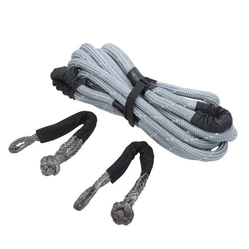 DURAFORCE 1"×30ft Gray Kinetic Recovery Rope With 2 Soft Shackles Kit 34000lbs Heavy Duty