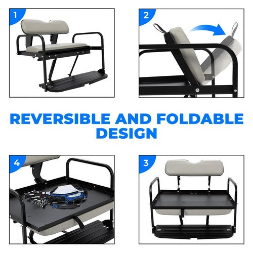 Rear Back Seat Kit Flip Folding for Yamaha G14 G16 G19 G22 Golf Cart Gray