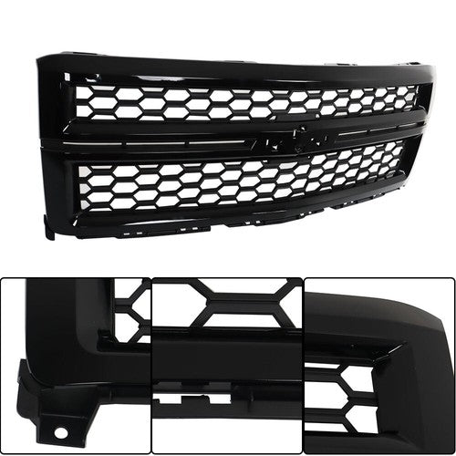 DURAFORCE Front Grille Upper For Chevrolet Silverado1500 2014-2015 Plastic Gloss Black New