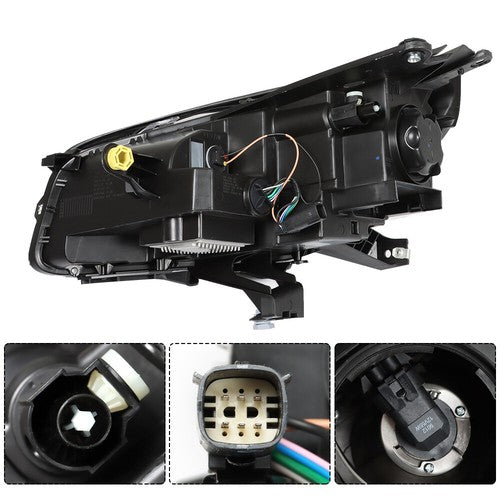 DURAFORCE Headlight For GMC Acadia 2013-2015 16 Driver&Passenger Halogen w/LED Tube Black