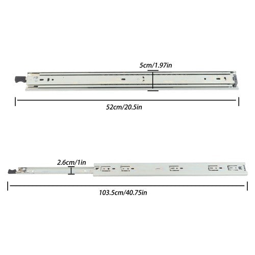 DURAFORCE 1 Pair Heavy Duty Drawer Slides 20 Inch 150lbs Capacity Side Mount Extension