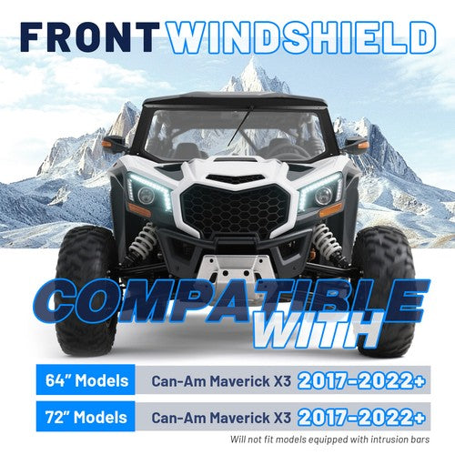 Glass Front Windshield With Wiper For Can-Am Maverick X3 DS RC 2017 2025 ATV UTV