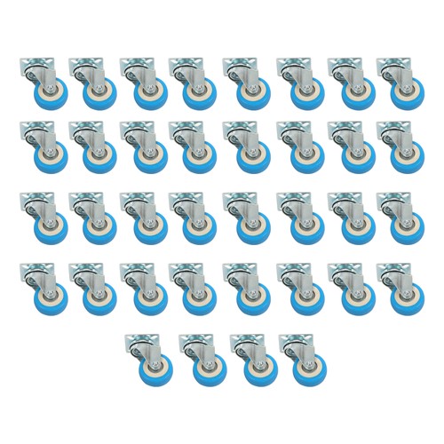 DURAFORCE 36 Pack Caster Swivel Plate On Blue Polyurethane Wheels 2" Size Wheels No Brake