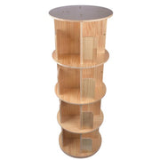 DURAFORCE Rotating Bookshelf 360 Degrees 4 Tier Stackable Solid Wood Bookshelf for Home
