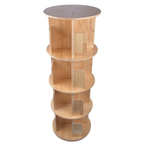 DURAFORCE Rotating Bookshelf 360 Degrees 4 Tier Stackable Solid Wood Bookshelf for Home