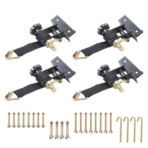 DURAFORCE Ladder Rack Ratchet Tie Downs*4 Steel Black 500lbs 1.5in*7.5ft 1.4in Square Tube