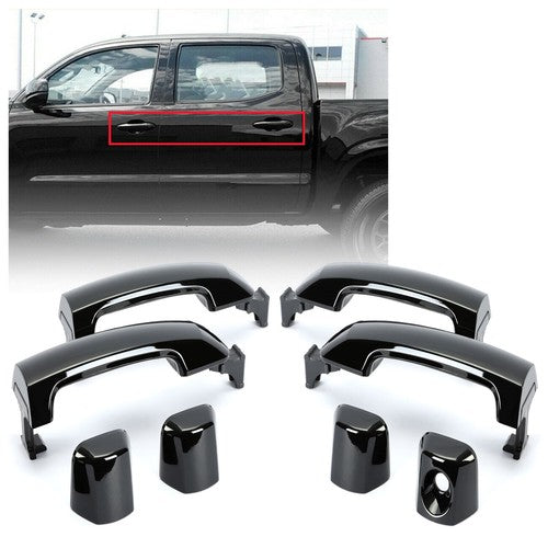 DURAFORCE Glossy Black Painted Door Handle Kit 4 Pcs for Toyota Tundra Sequoia 2011-2019