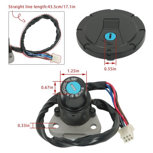 DURAFORCE For Kawasaki KLR650 87-07 Motorcycle Fuel Tank Cap Ignition Lock New