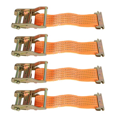 DURAFORCE 2"x 20' E-Track Ratchet Tie Strap Truck 4400 lb Enclosed Cargo Van Straps 4 Set