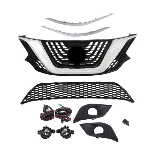 DURAFORCE Front Bumper Grille Set W/Trim Molding & Foglights For Nissan Murano 2015-2018