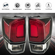 DURAFORCE Black Bezel LH+RH Clear Lens Brake Lamp Tail Lights Fit For Toyota Tacoma 16-21