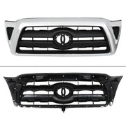 DURAFORCE Pair Headlights Front Grille Chrome Shell W/Black Insert For 05-11 Toyota Tacoma