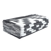 DURAFORCE 9x12 ft Waterproof Outdoor Rug Outdoor Plastic Straw Rug Carpet Black & White