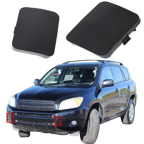 DURAFORCE Black Bumper Tow Hook Bracket Cover Cap Front LH/RH For Toyota RAV4 06 07 New
