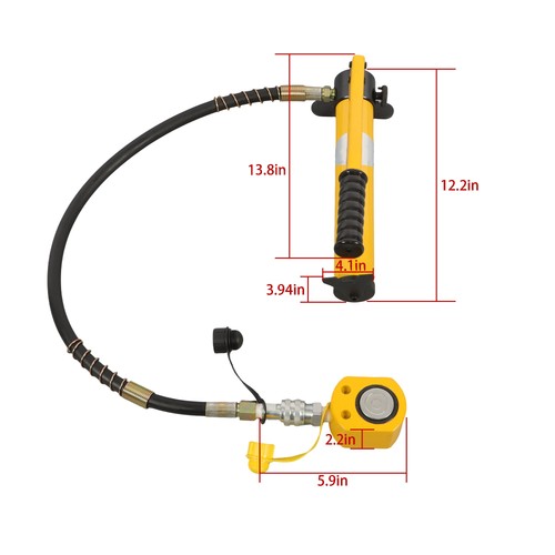 DURAFORCE Manual Hydraulic 20T Low Profile Hydraulic Jack Porta Power Kit + CP-180