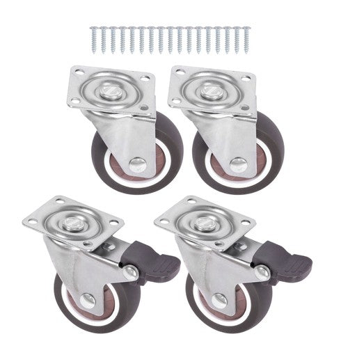 DURAFORCE 4 Piece 2 Inch Caster Wheels 360° Swivel Wheels (2 with Brake & 2 without brake)