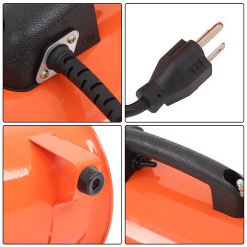 DURAFORCE Steel Portable Blower 180W 900CFM 3450RPM 8 Inch 33ft Ducting Orange
