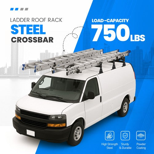 59 800lbs For Chevy Express Fullsize Van 3 Bar 96-23 Ladder Roof Rack Cross Bar