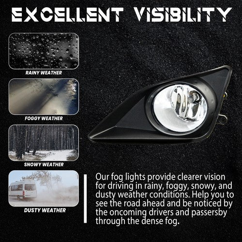 DURAFORCE For 2009-2010 Toyota Corolla Pair Clear Bumper Driving Fog Lights Lamps w/Switch