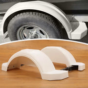 DURAFORCE 2 Single Axle Trailer Fenders w/ Top Step For 13" Wheels Tires Skirt Boat White