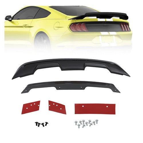 DURAFORCE For Ford Mustang GT500 2015-23 Plastic Rear Spoiler W/ Smoke Gurney Flap Wicker
