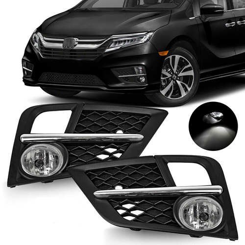 DURAFORCE For Honda Odyssey 2018 2019 2020 Halogen Fog Lights Driving Bumper Lamps w/Bezel