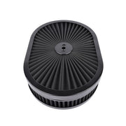 DURAFORCE 12" x 2" Super Flow Oval Air Cleaner Set with Washable Black Element, Black Trim