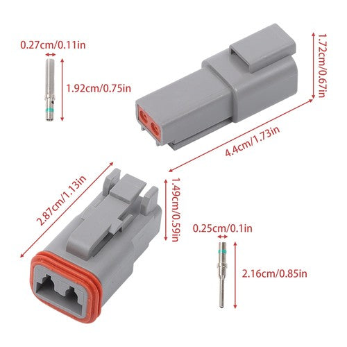 DURAFORCE 2 Pin Connector 10 Sets DT04-2P DT06-2S with Solid Contacts 14-20AWG