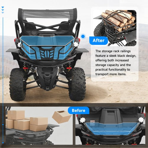 Black Bed Enclosure Storage Rack for CFMoto ZForce 950 H.O Sport 2020 2024