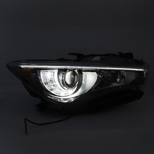 DURAFORCE Chrome Clear Front Headlight Right/RH Fit For Infiniti Q50 2014-2017 LED w/o AFS