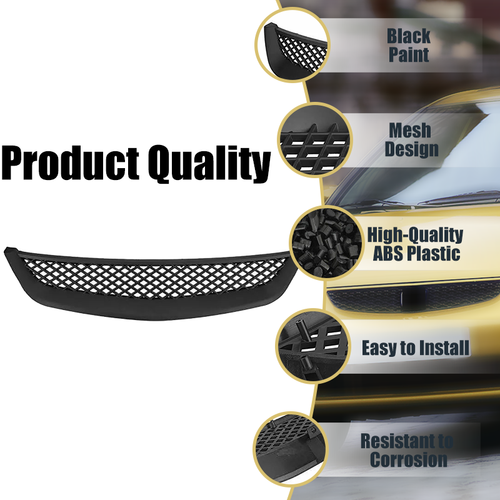 DURAFORCE Fits 2001-2003 Honda Civic Sedan Front Mesh Grille & Clear Lens Fog Lights Lamps