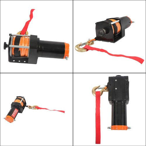 DURAFORCE 12V 2500LBS1.2HP Electric Winch 50ft Synthetic Rope Wireless & Wired Remote