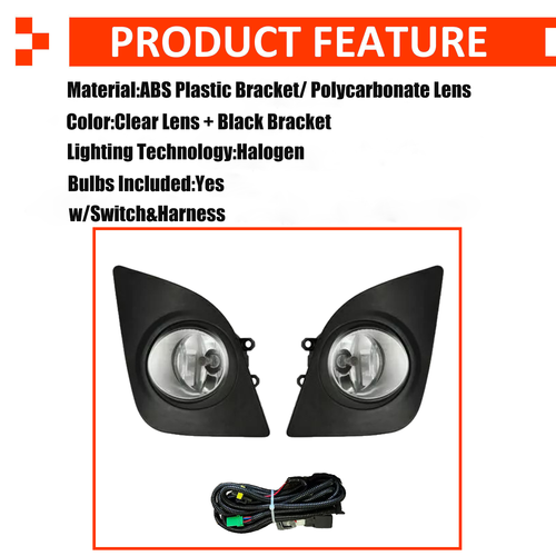 Pair Front Clear Fog Lights Wiring Switch Kit Fit 2014-2016 Toyota Corolla L LE