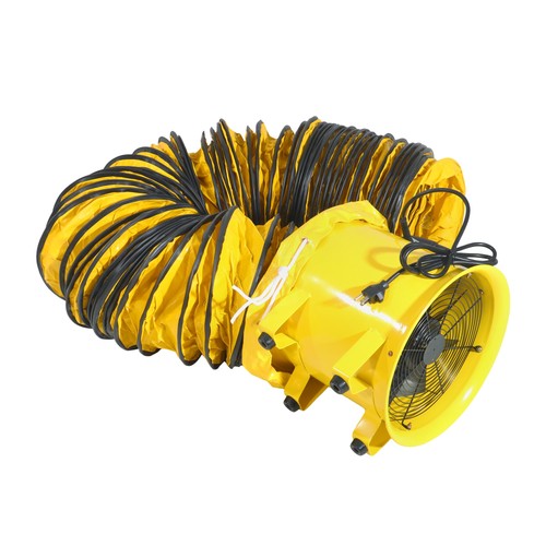 DURAFORCE 12 in 2300cfm Heavy Duty industrial blower with 25-Foot flexible PVC Hoses