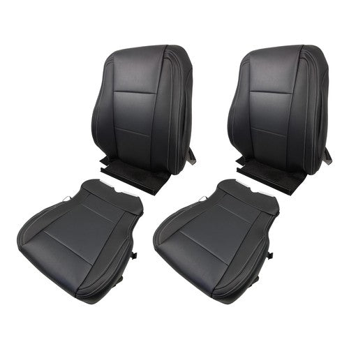DURAFORCE Black For Ford F150 2015-2017 Driver&Passenger Bottom And Top Seat Cover Leather