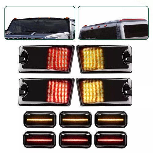 DURAFORCE 10PCS LED Cab Roof Light Marker Roof Top Lamps Smoke For 2003-2009 Hummer H2 SUT