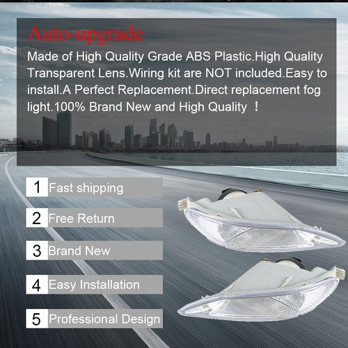 DURAFORCE For Toyota Corolla 2005-2008 Camry 02-04 Front Bumper Fog Light Lamp Clear Lens