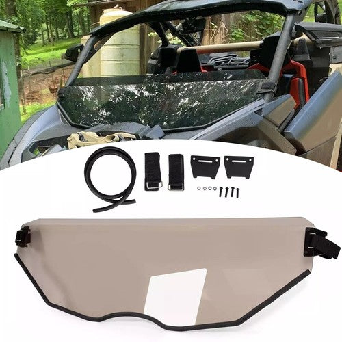 DURAFORCE Front UTV Half Windshield Dark Tinted Polycarbonate For 17-24 Can Am Maverick X3